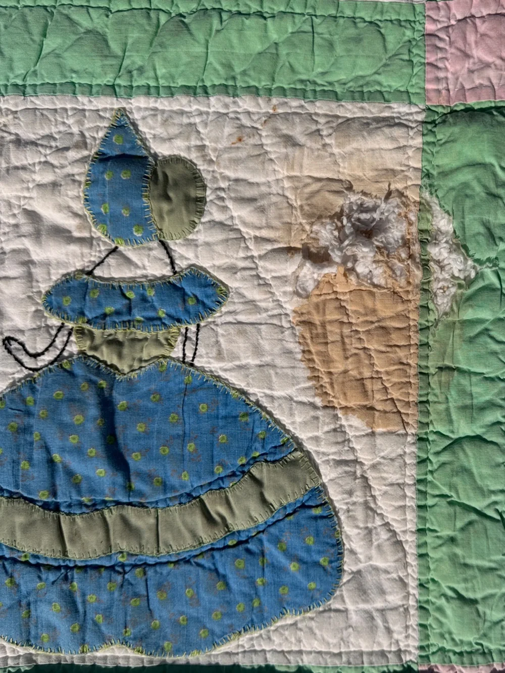 Vintage Antique Handmade Sunbonnet Sue Quilt Pastel Multicolor cottagecore